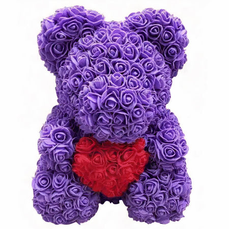 Peluche ours roses violettes