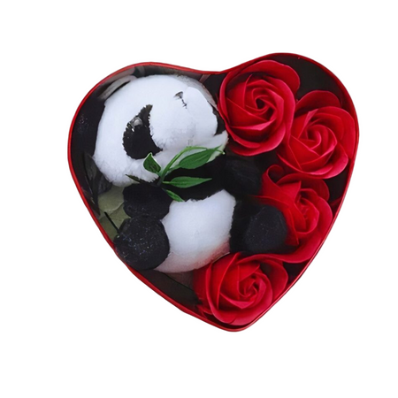 Peluche panda coffret rouge Saint Valentin