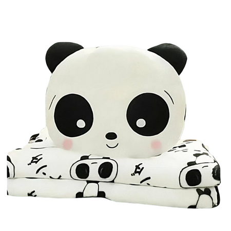 Peluche panda timide avec couverture