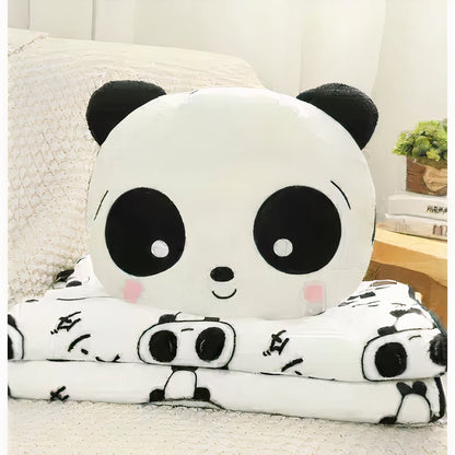 Peluche panda timide avec couverture
