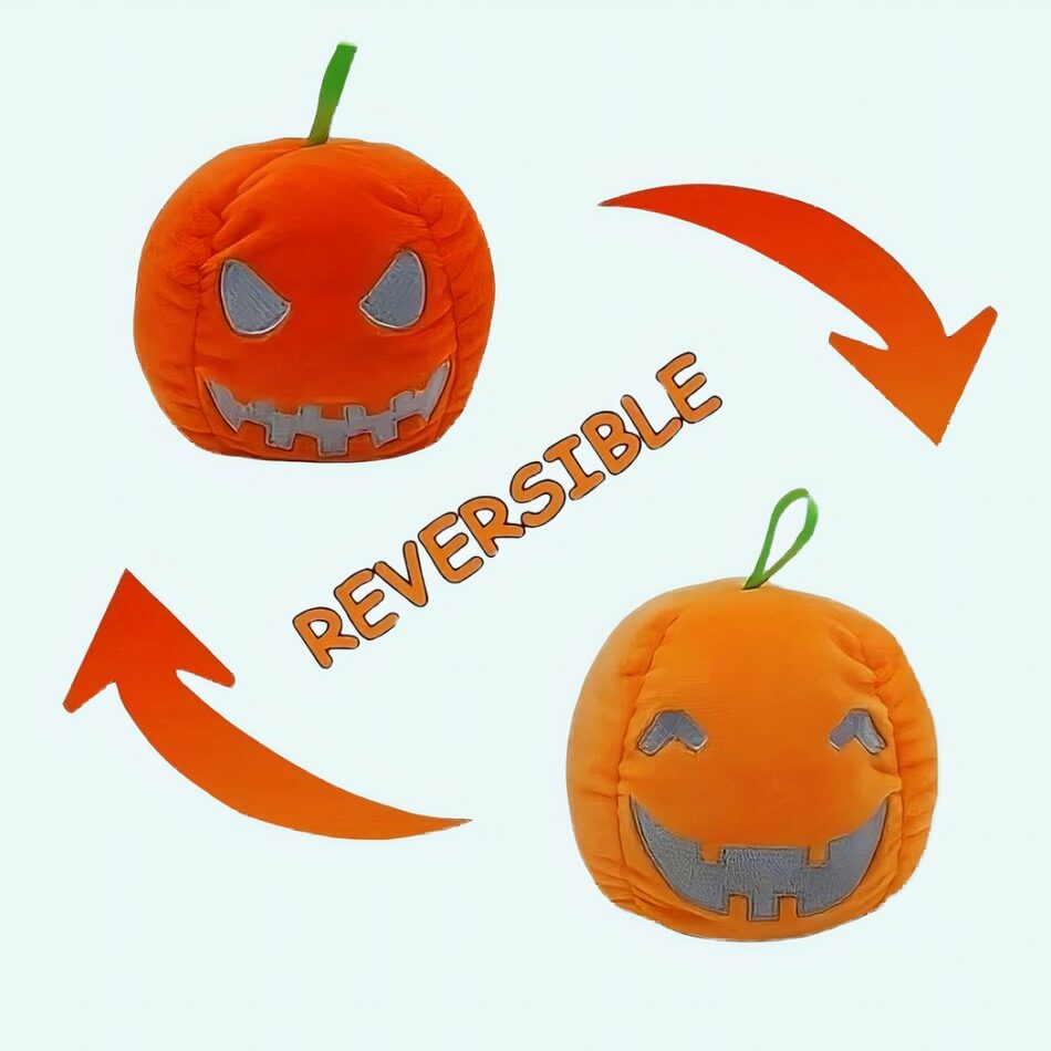 Peluche petite citrouille réversible, fluorescente