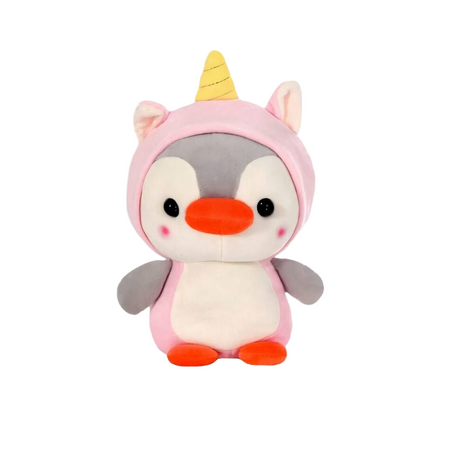 Peluche pingouin déguisé en licorne