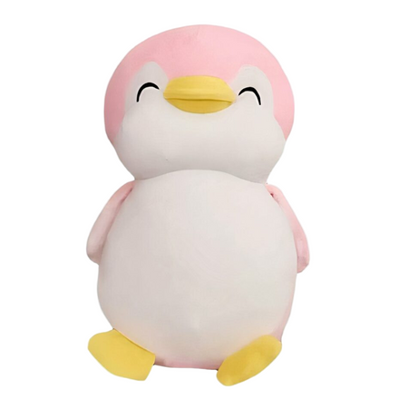 Peluche pingouin rose souriant