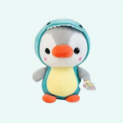 Peluche pingouin déguisé en dinosaure