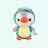 Peluche pingouin déguisé en dinosaure