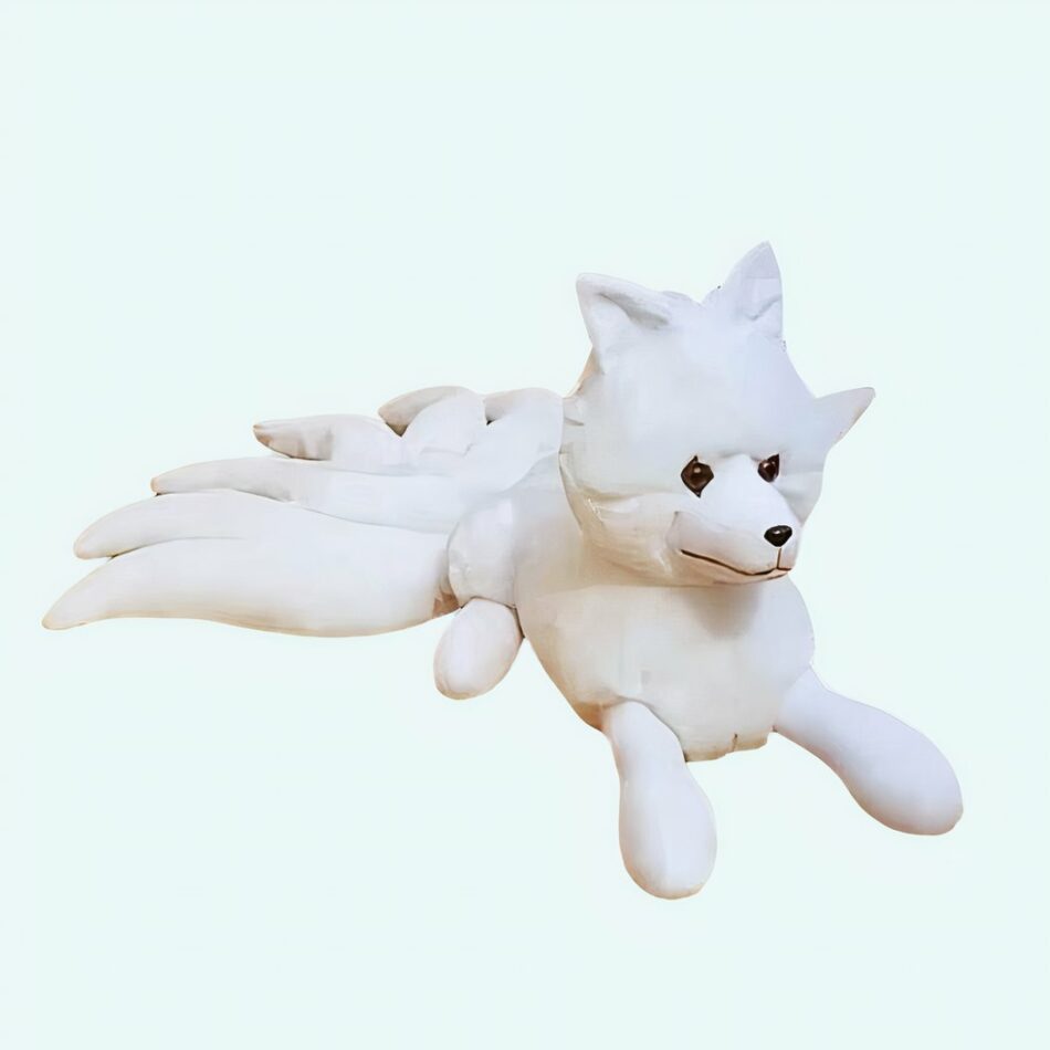 Peluche renard blanc à poil doux