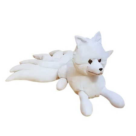 Peluche renard blanc à poil doux