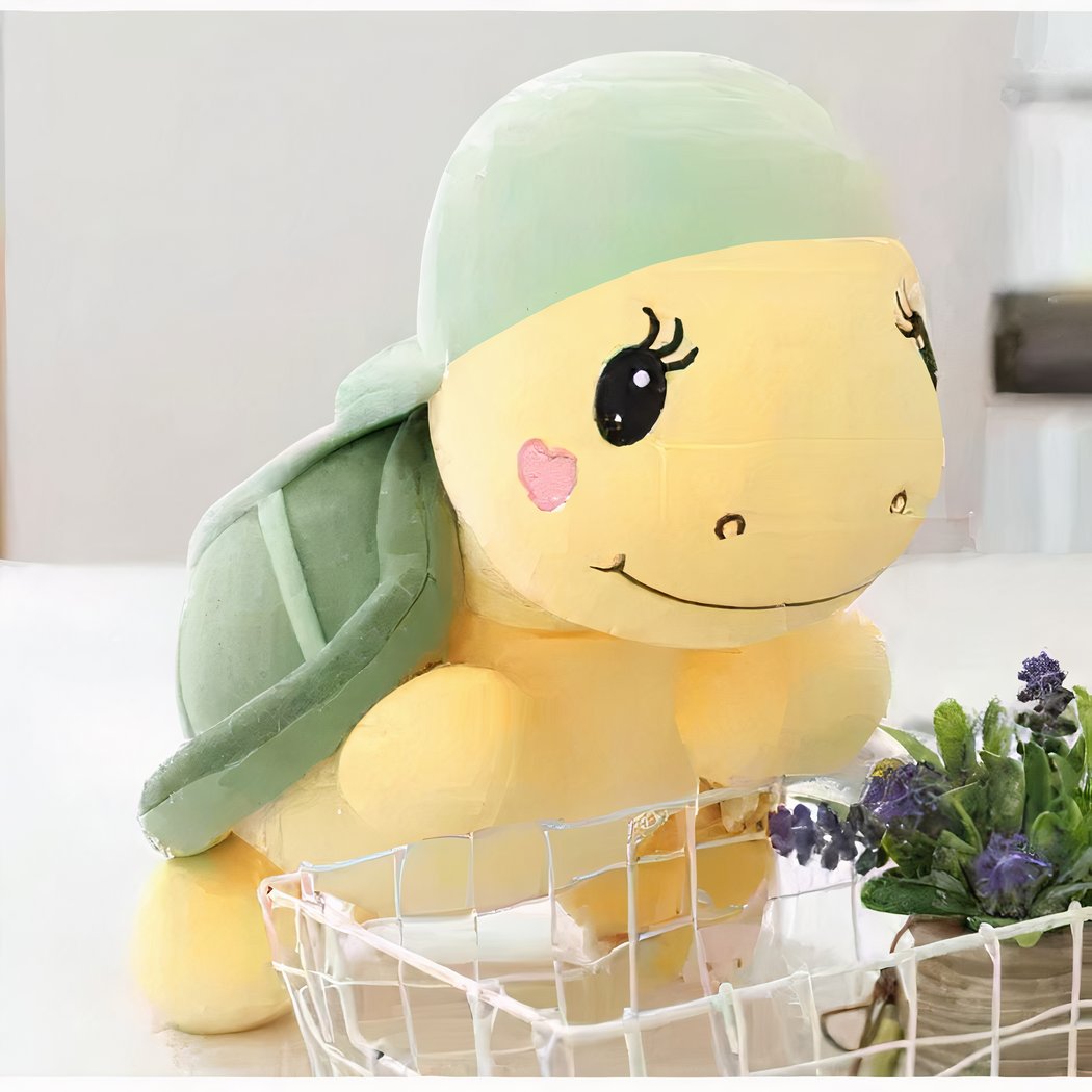 Peluche tortue verte à casquette