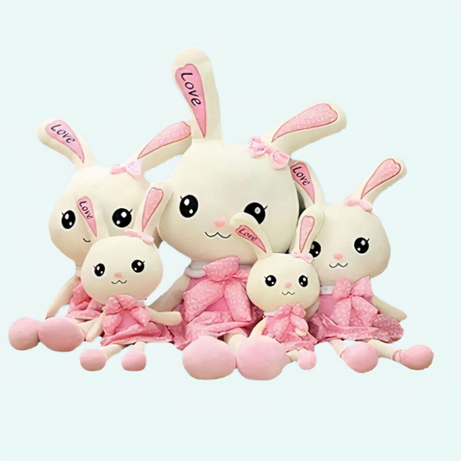 Peluche lapin géant avec robe rose