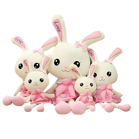 Peluche lapin géant avec robe rose