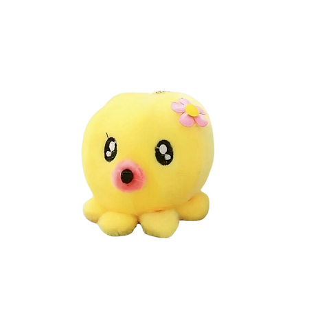 Peluche adorable pieuvre porte-clés jaune
