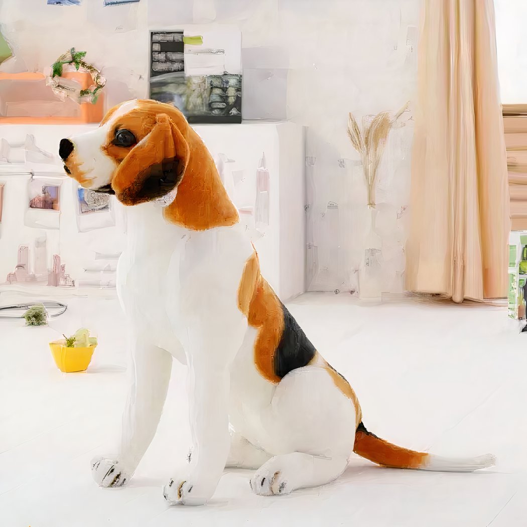 Peluche chien géant assis tricolore