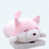 Peluche chien kawaii rose yeux fermés