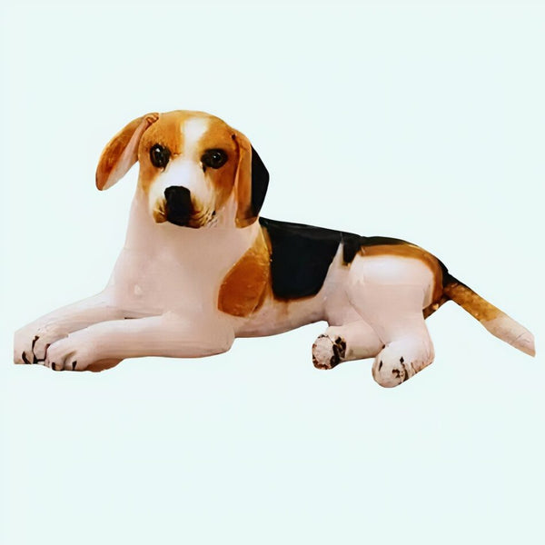 Peluche géante chien couché tricolore