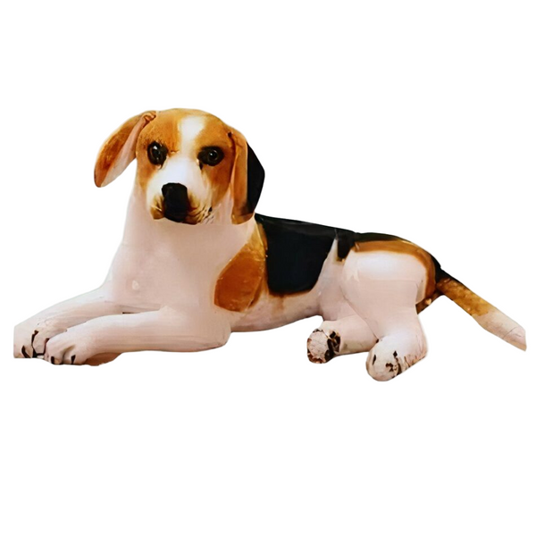 Peluche géante chien couché tricolore