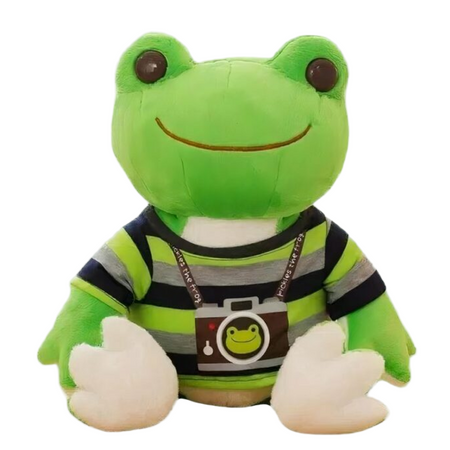 Peluche grenouille photographe