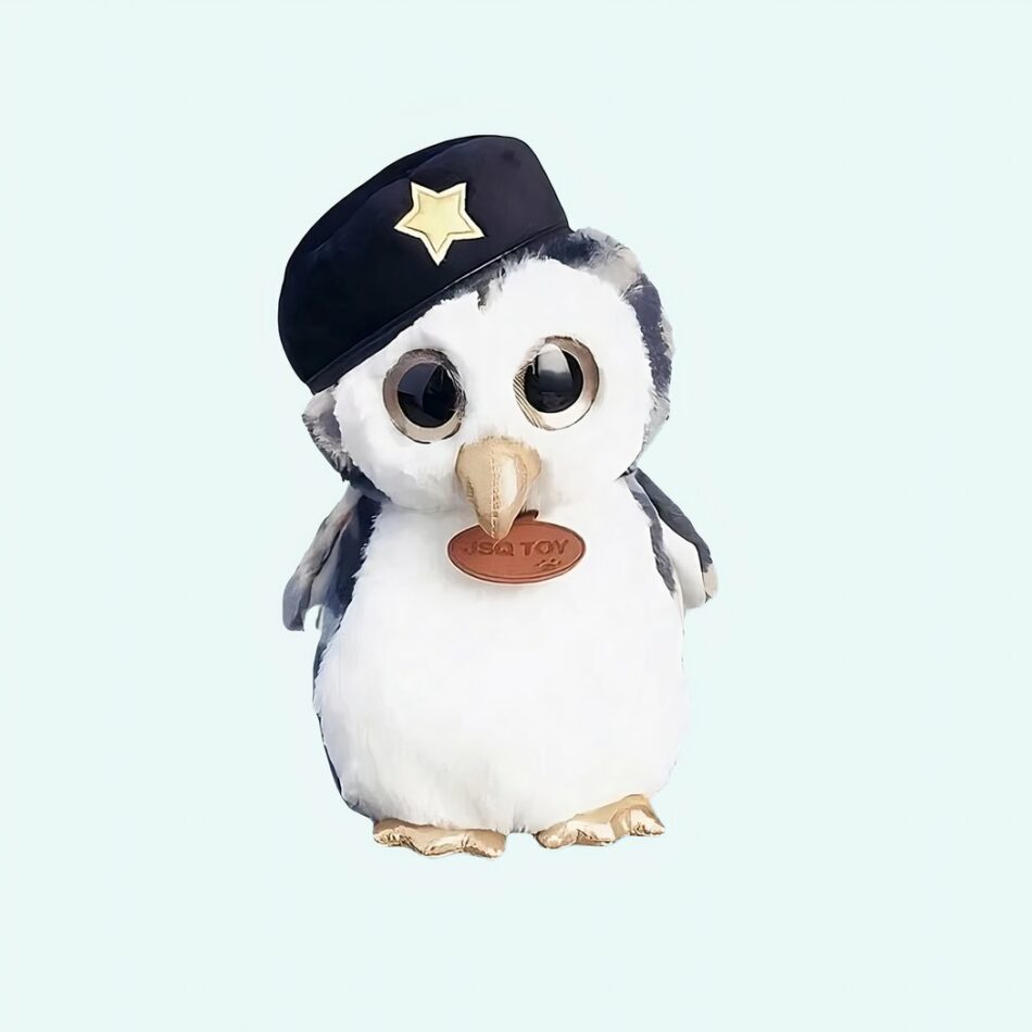 Peluche hibou militaire gris