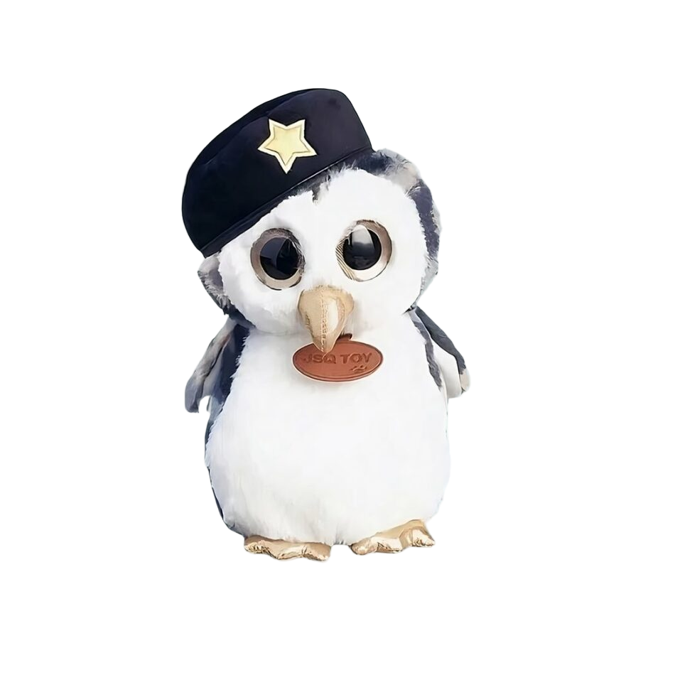 Peluche hibou militaire gris