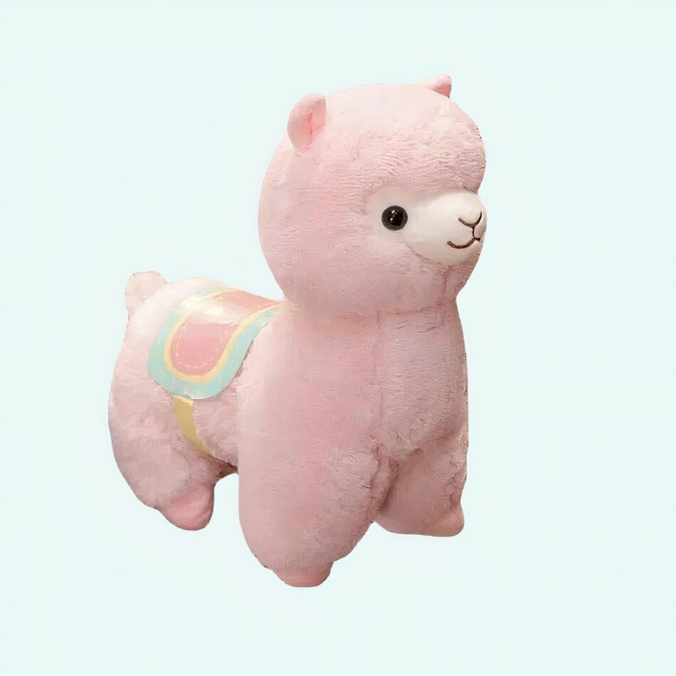 Peluche lama rose