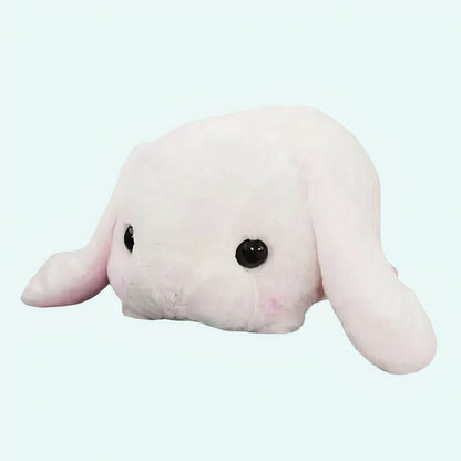 Peluche lapin blanc couché
