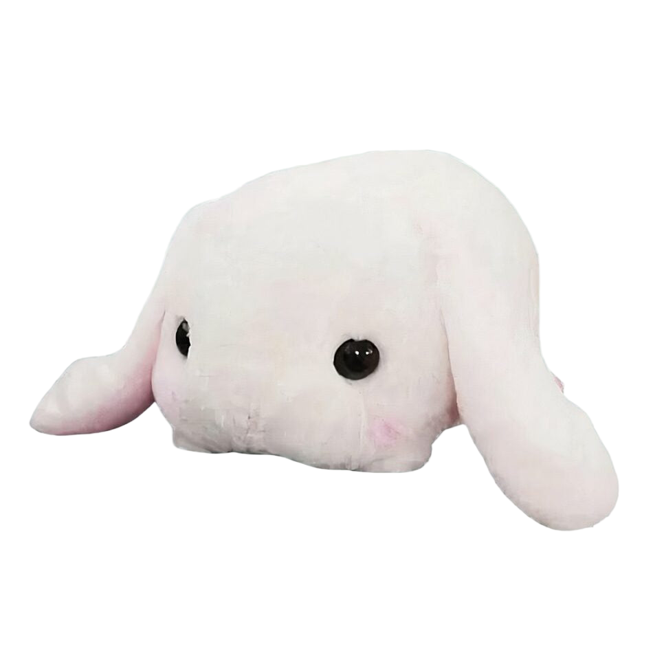 Peluche lapin blanc couché