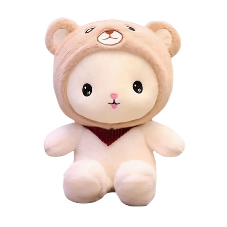 Peluche lapin bonnet ours