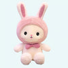 Peluche lapin bonnet rose