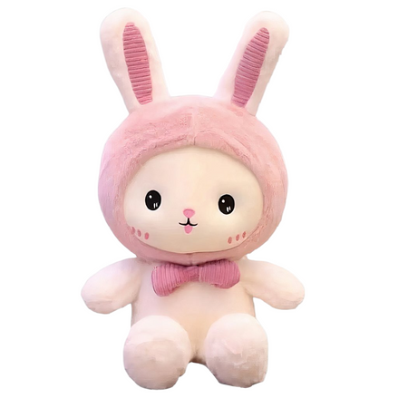 Peluche lapin bonnet rose