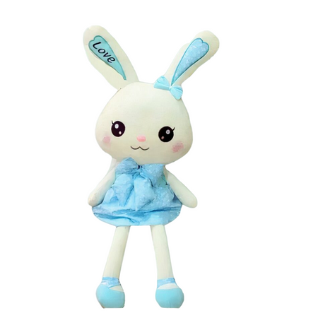 Peluche lapin géant avec robe bleue