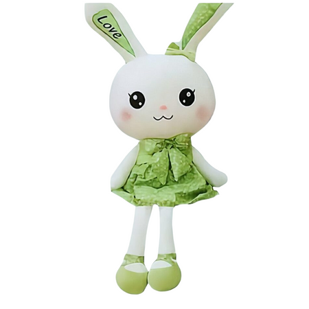 Peluche lapin géante avec robe verte