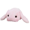 Peluche lapin rose couché