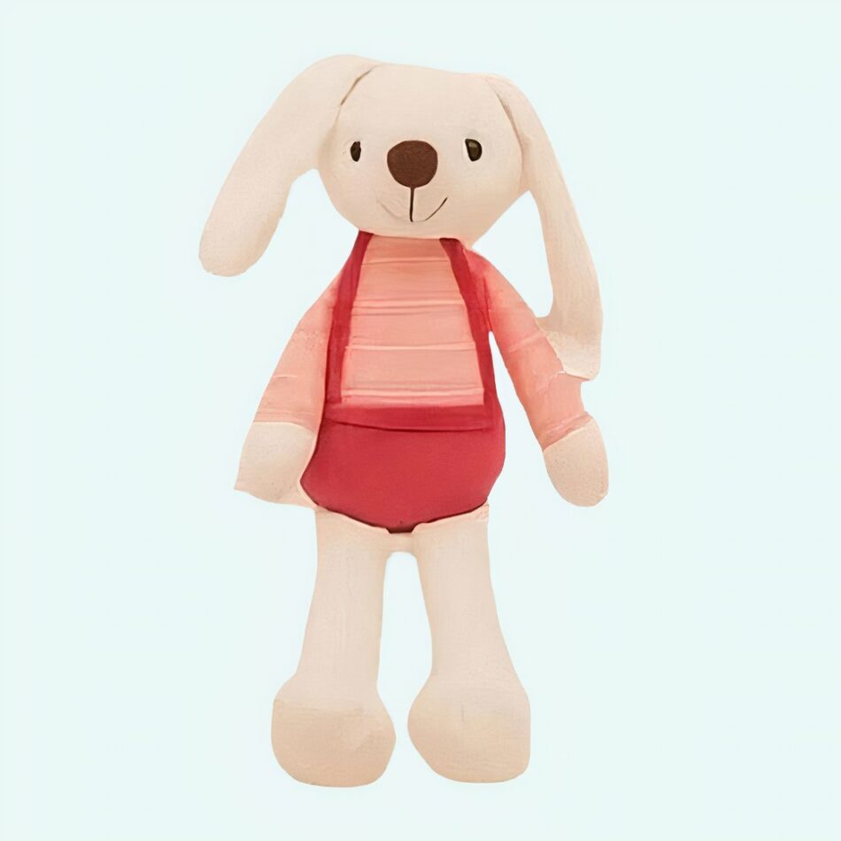 Peluche lapin tenue rose