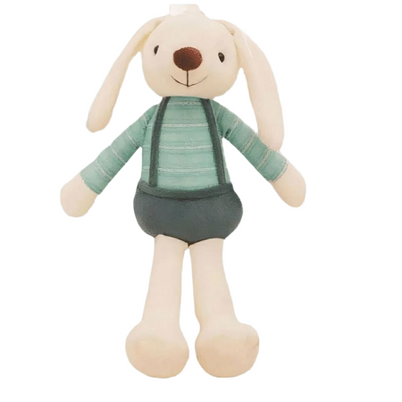 Peluche lapin tenue verte