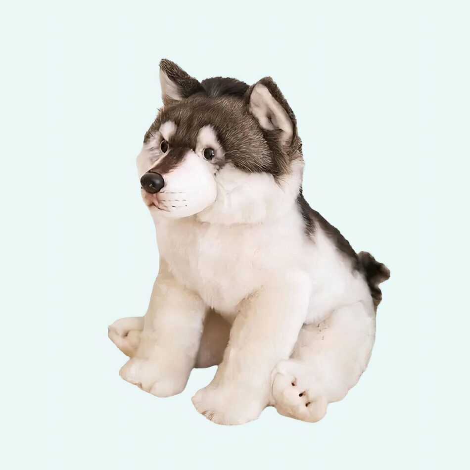 Peluche loup gris et blanc mignon
