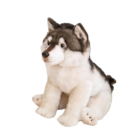 Peluche loup gris et blanc mignon