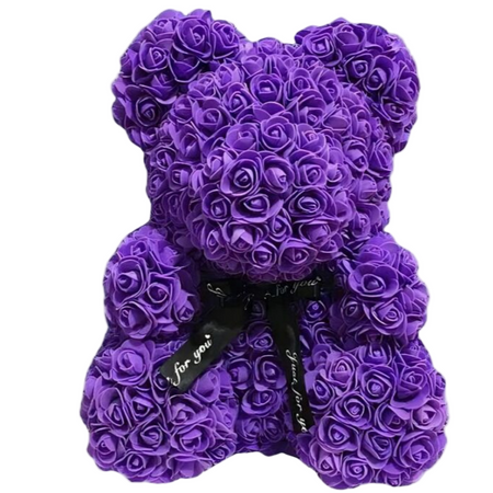 Peluche ours en fleurs violette