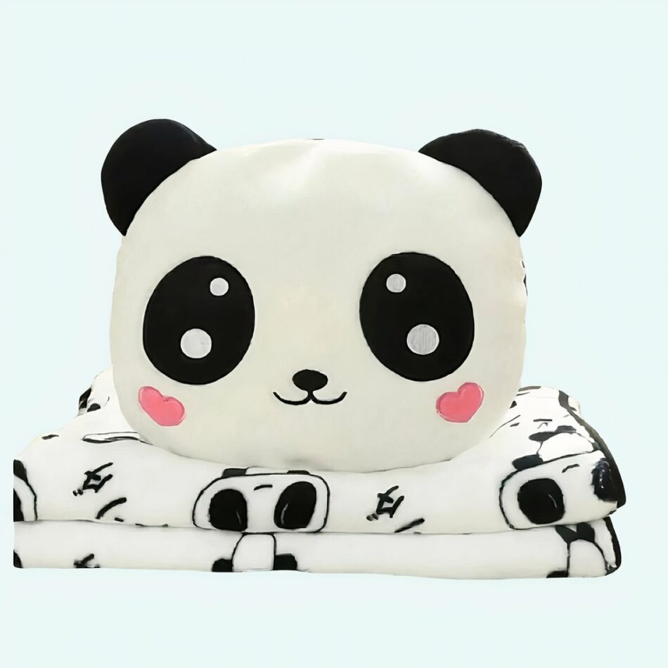 Peluche panda amoureux avec couverture