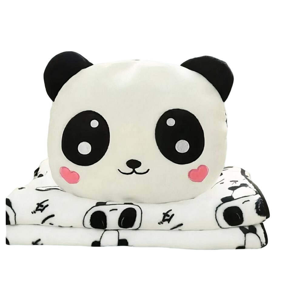 Peluche panda amoureux avec couverture