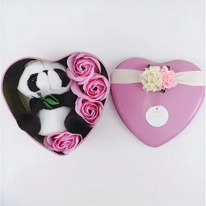 Peluche panda coffret rose Saint Valentin