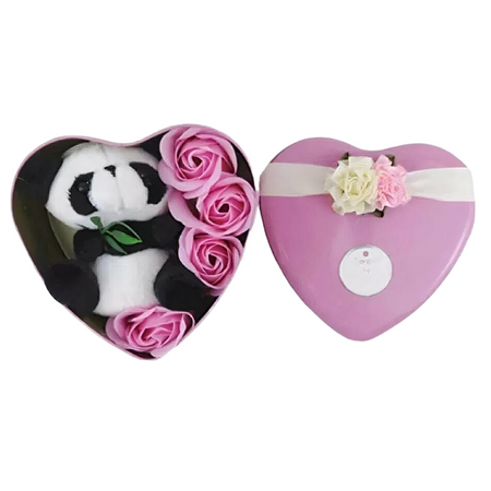 Peluche panda coffret rose Saint Valentin