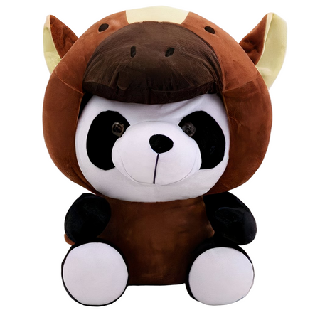 Peluche panda déguisé en cheval