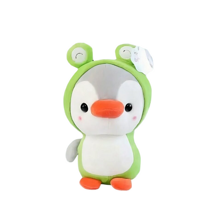 Peluche pingouin déguisé en grenouille