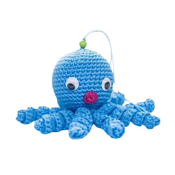 Peluche poulpe bleue douce tressée pour enfant