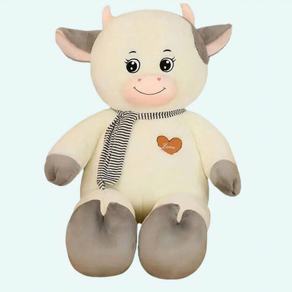 Peluche vache géante blanche grise