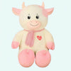 Peluche vache géante blanche rose
