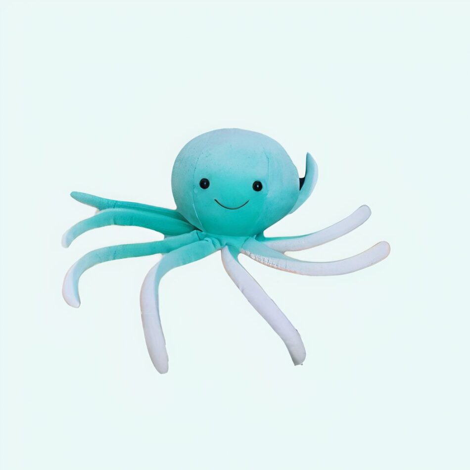 Poulpe mignon en peluche bleue