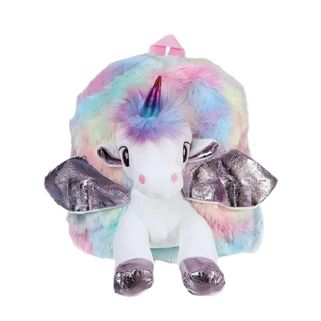 Sac à dos en peluche licorne multicolore