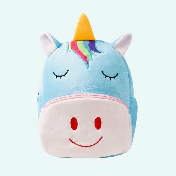 Sac à dos en peluche licorne bleue