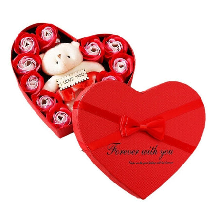 Coffret cadeau coeur en savon avec ours en peluche
