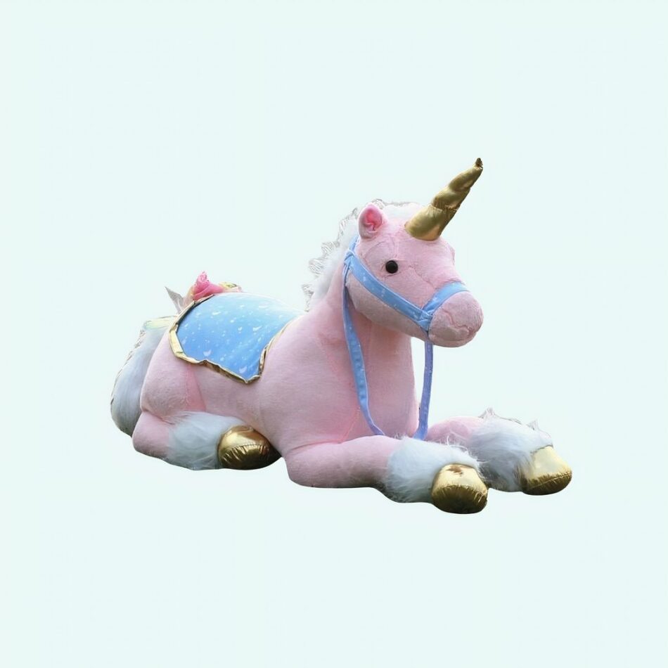 Grande peluche licorne cheval rose